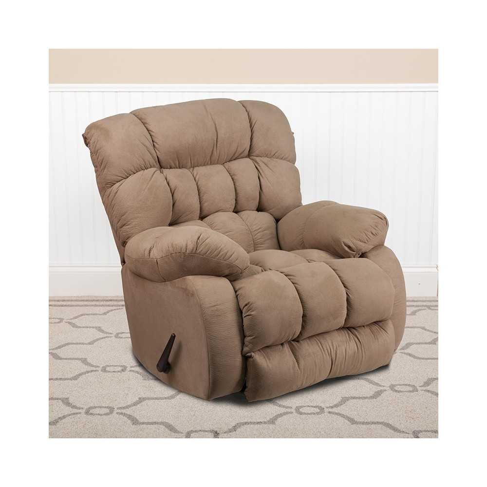 Contemporary Softsuede Taupe Microfiber Rocker Recliner