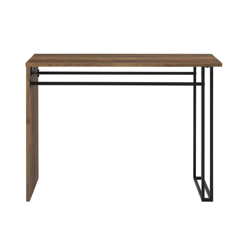 Contemporary Waterfall Metal and Wood Entry Table - Rustic Oak