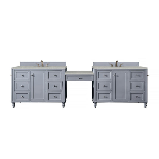 Copper Cove Encore 122" Double Vanity Set Gray w/ 3 CM Serena Quartz Top