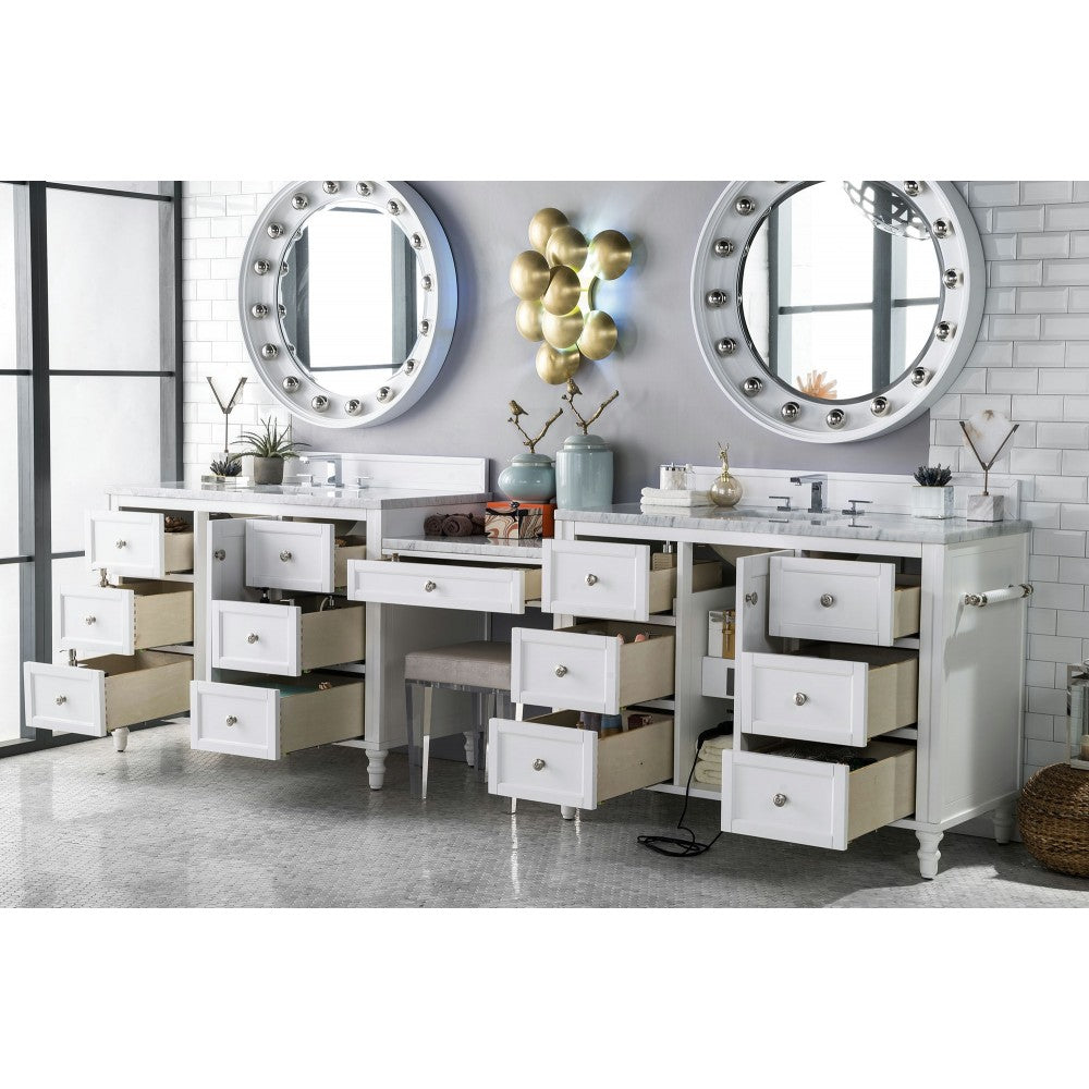 Copper Cove Encore 122" Double Vanity Set White w/ 3 CM Carrara Marble Top