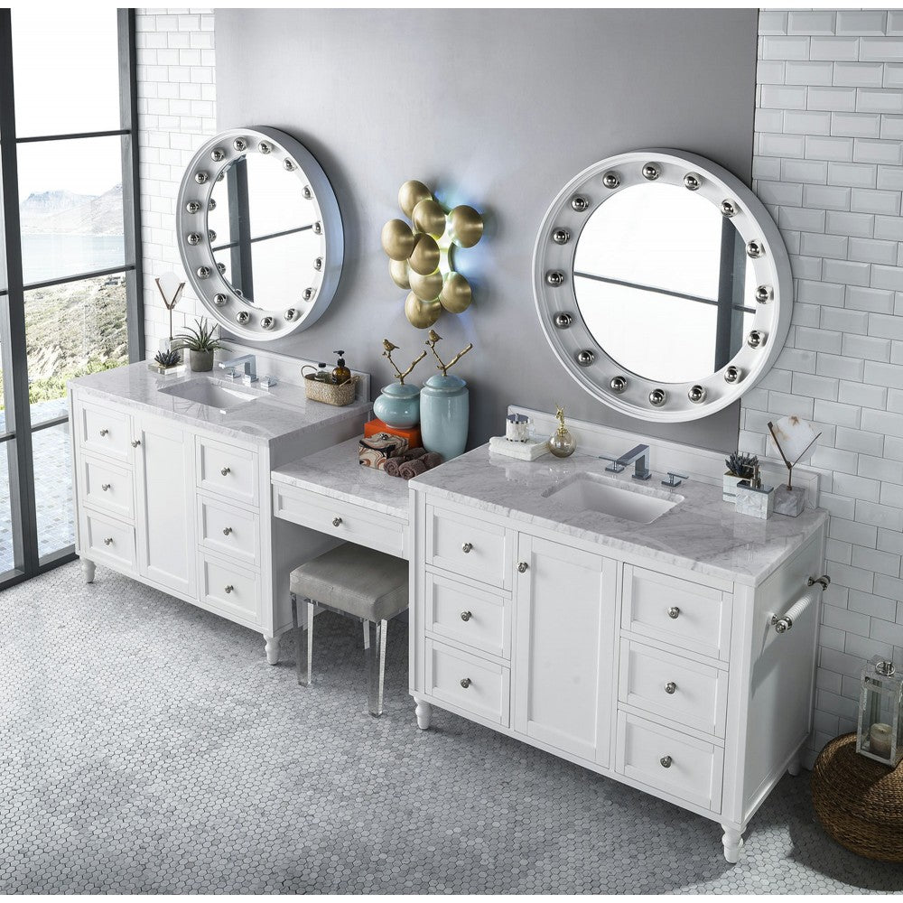 Copper Cove Encore 122" Double Vanity Set White w/ 3 CM Carrara Marble Top