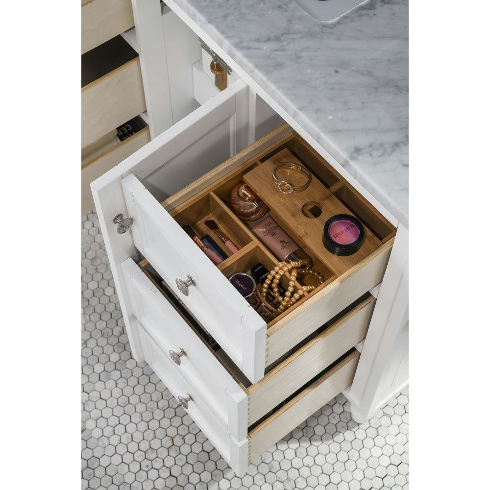 Copper Cove Encore 122" Double Vanity Set White w/ 3 CM Carrara Marble Top