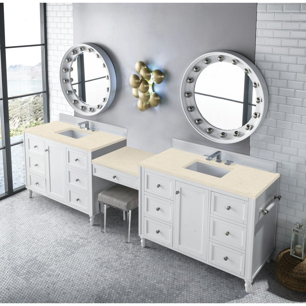 Copper Cove Encore 122" Double Vanity Set White w/3 CM Eternal Marfil Quartz Top