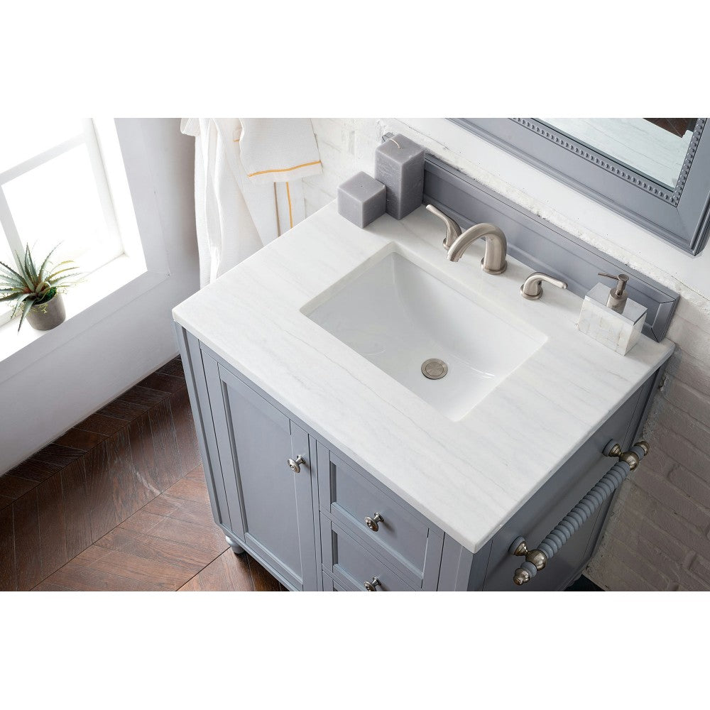 Copper Cove Encore 30" Single Vanity Gray w/3 CM Arctic Fall Solid Surface Top