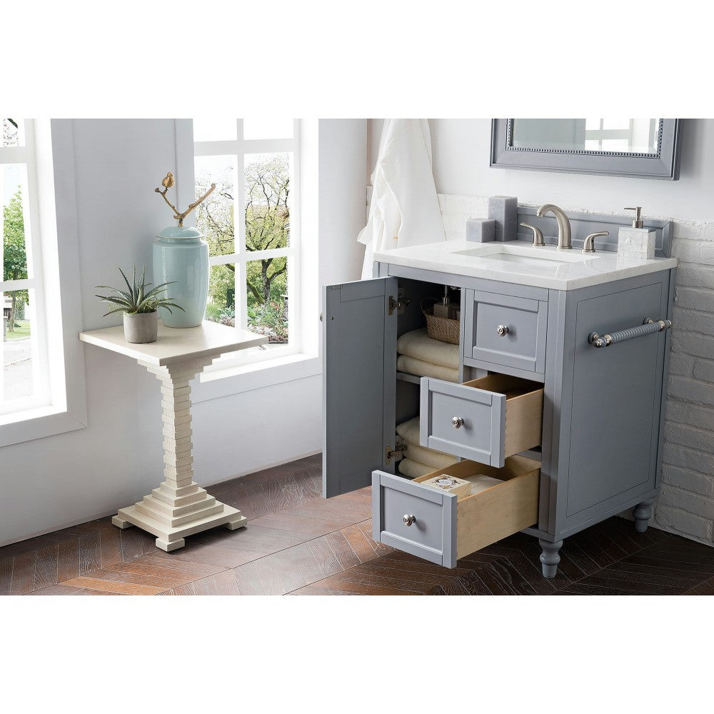 Copper Cove Encore 30" Single Vanity Gray w/3 CM Arctic Fall Solid Surface Top