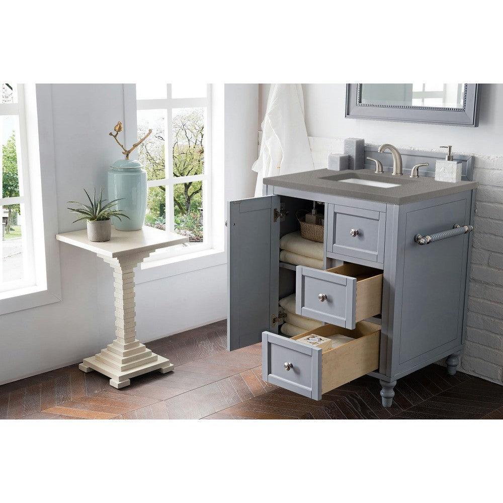 Copper Cove Encore 30" Single Vanity, Silver Gray w/ 3 CM Gray Expo Quartz Top
