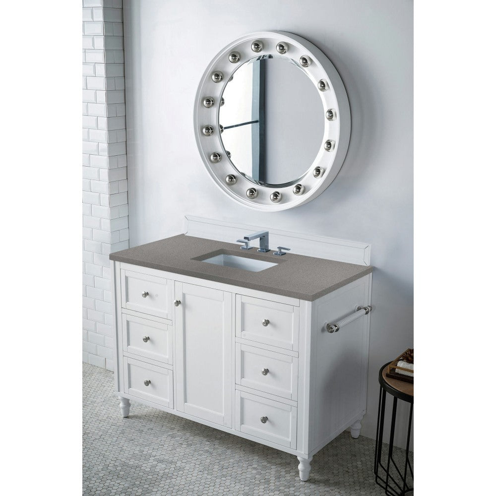 Copper Cove Encore 48" Single Vanity, Bright White w/ 3 CM Gray Expo Quartz Top