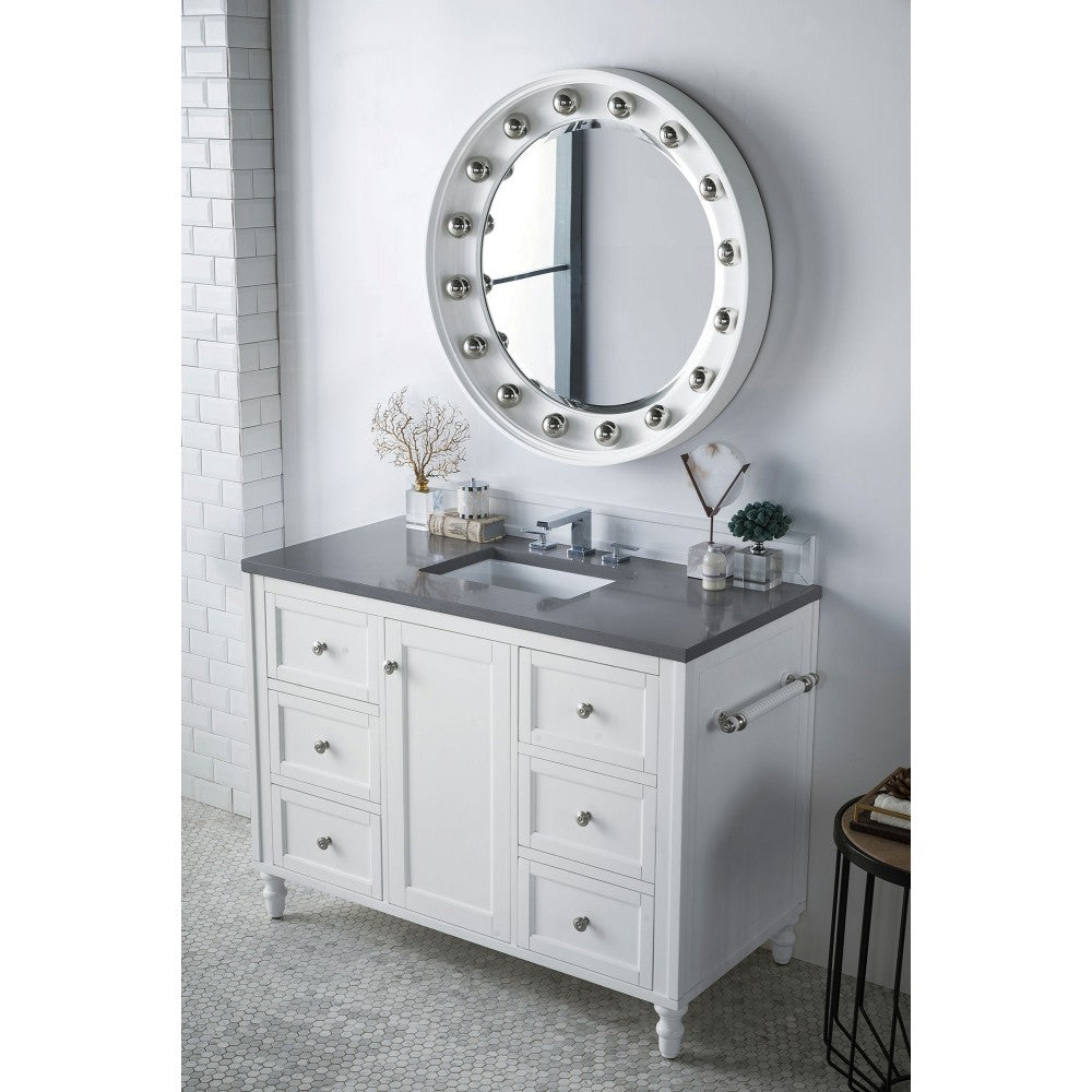 Copper Cove Encore 48" Single Vanity, Bright White w/ 3 CM Gray Expo Quartz Top