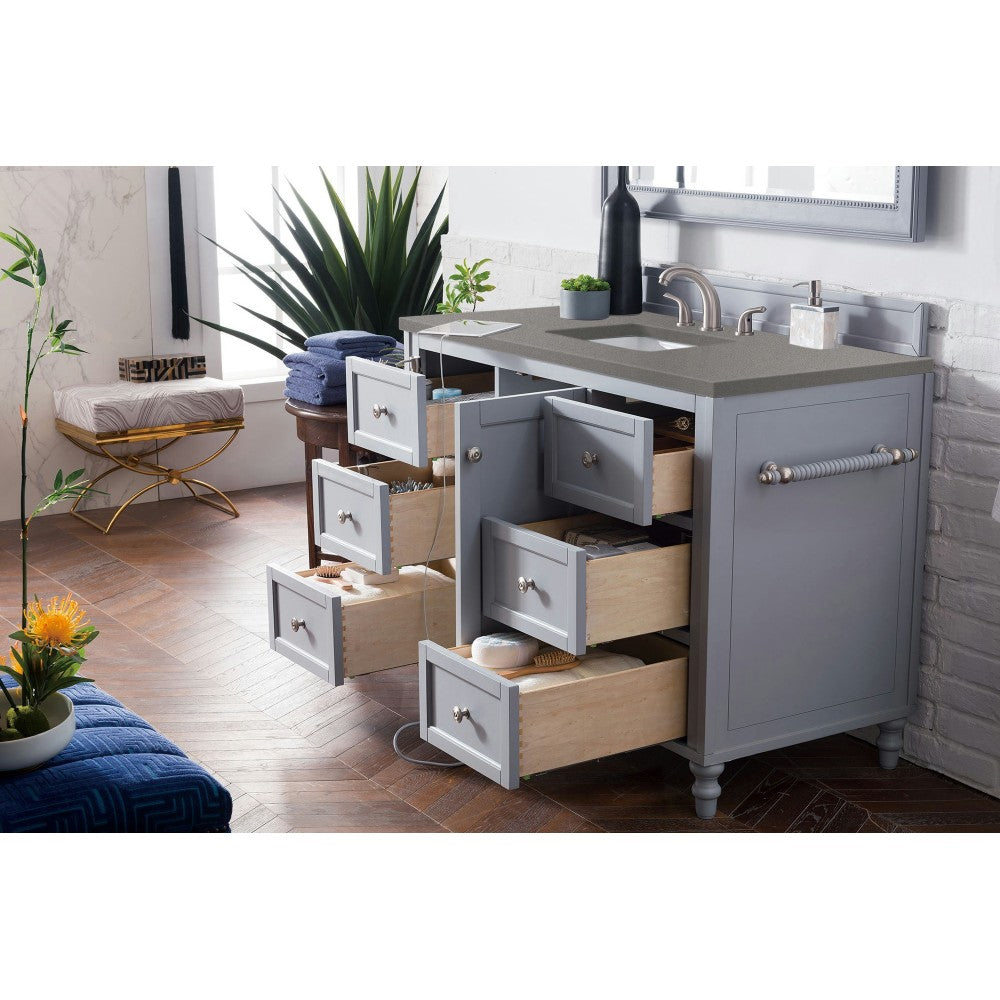 Copper Cove Encore 48" Single Vanity, Silver Gray w/ 3 CM Gray Expo Quartz Top