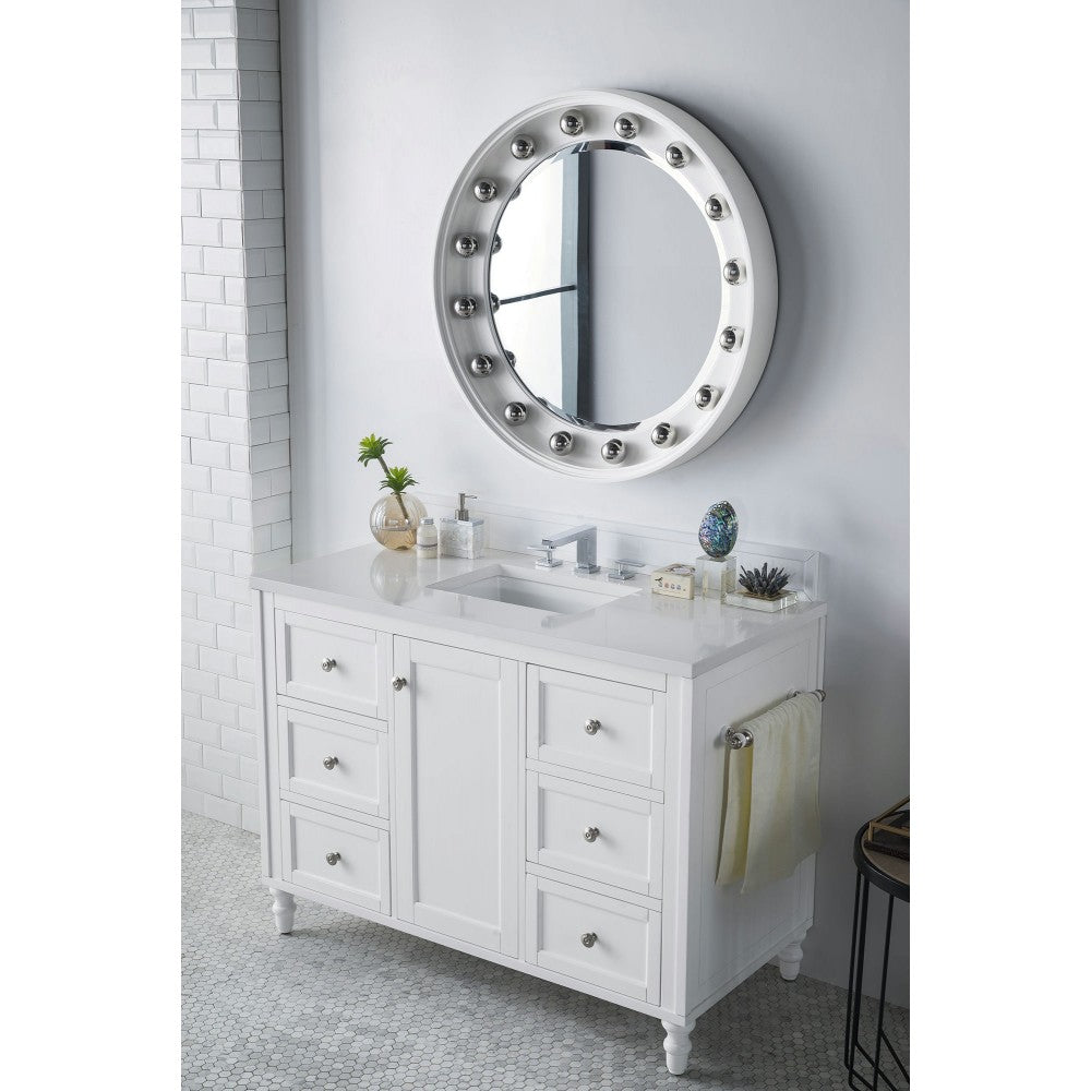 Copper Cove Encore 48" Single Vanity White w/3 CM Classic White Quartz Top