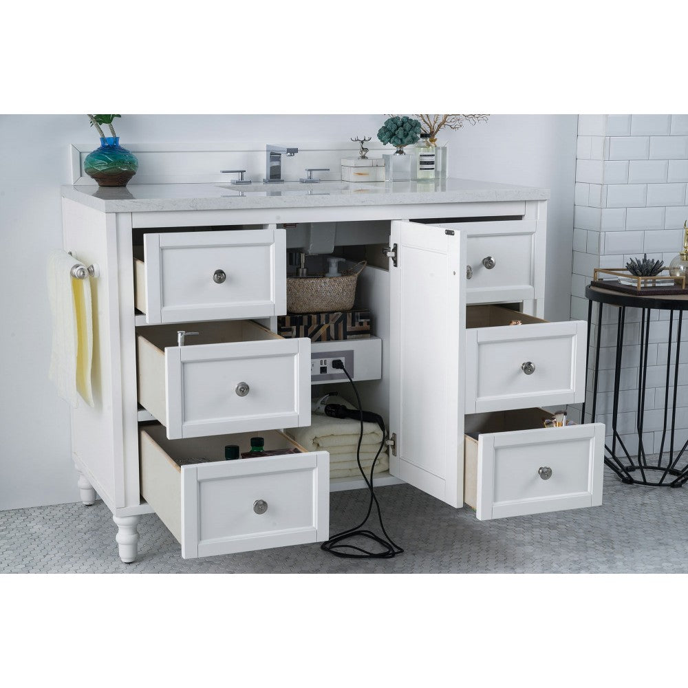 Copper Cove Encore 48" Single Vanity White w/3 CM Jasmine Pearl Quartz Top