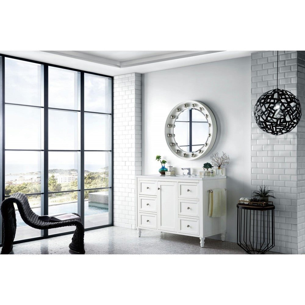 Copper Cove Encore 48" Single Vanity White w/3 CM Jasmine Pearl Quartz Top