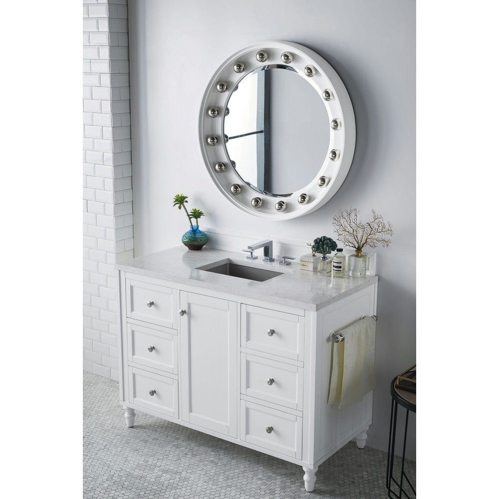 Copper Cove Encore 48" Single Vanity White w/3 CM Jasmine Pearl Quartz Top