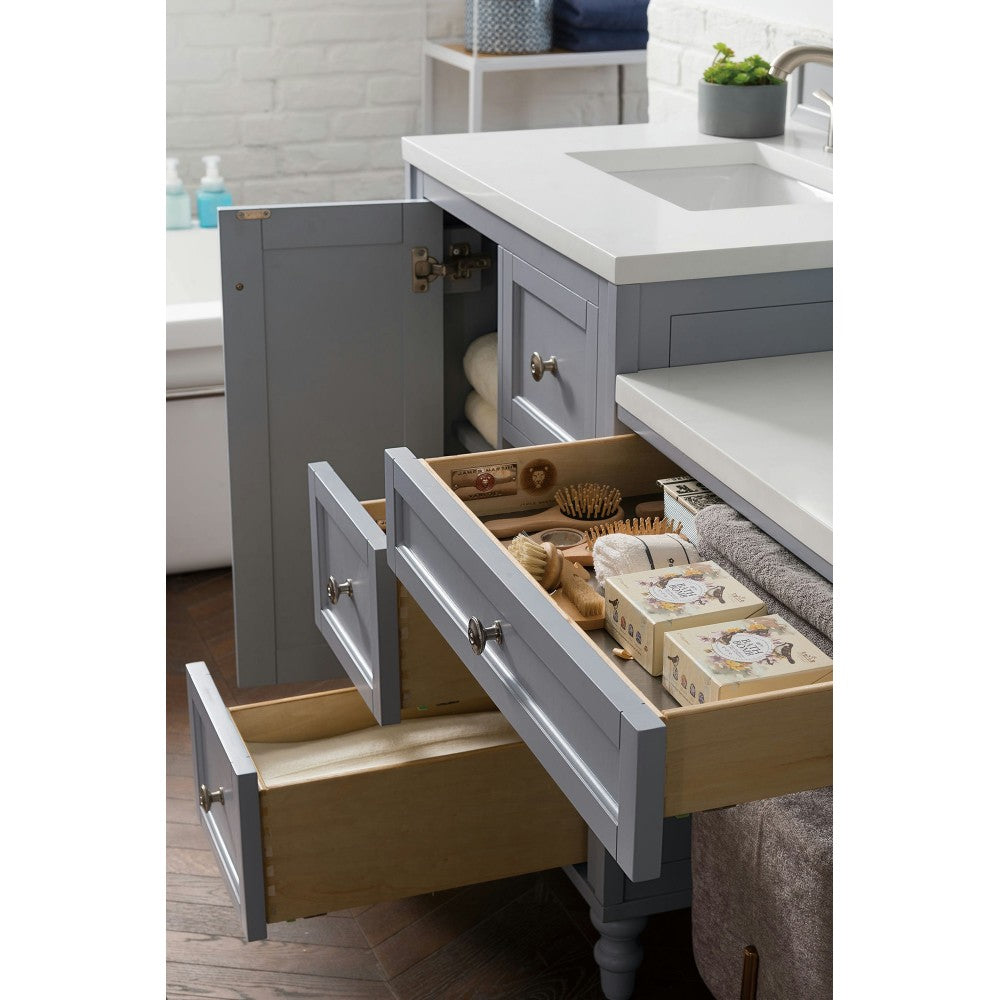 Copper Cove Encore 86" Double Vanity Set Gray w/ 3 CM Classic White Quartz Top