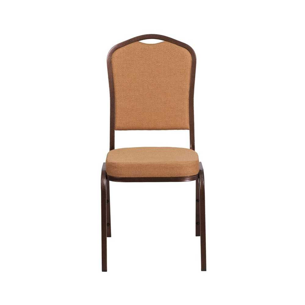 Crown Back Stacking Banquet Chair in Light Brown Fabric - Copper Vein Frame