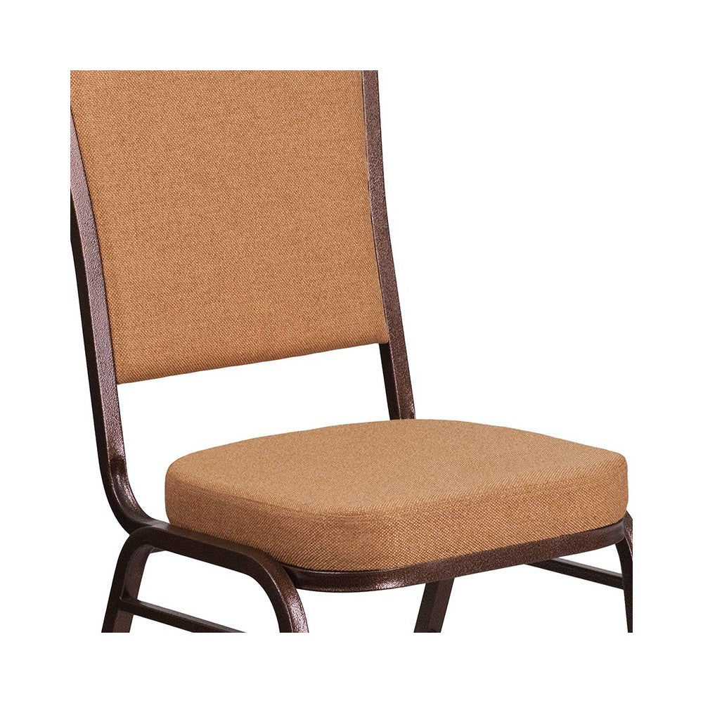 Crown Back Stacking Banquet Chair in Light Brown Fabric - Copper Vein Frame