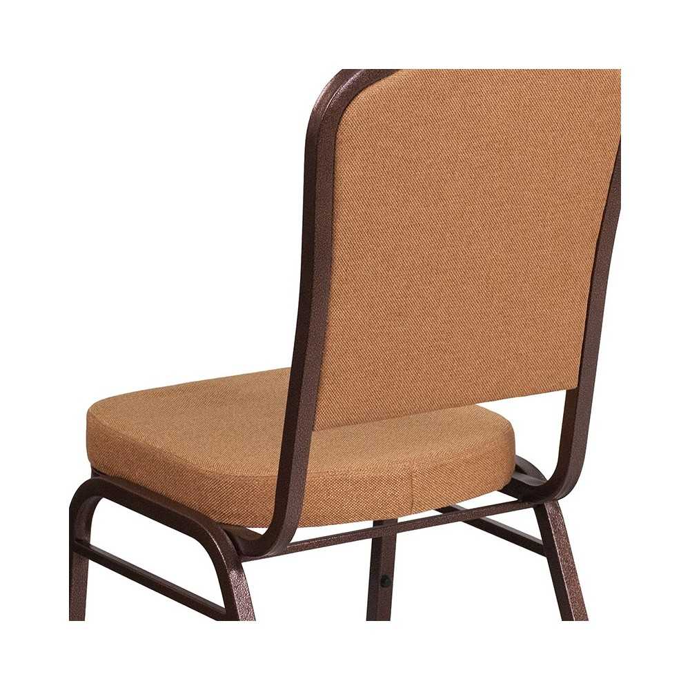 Crown Back Stacking Banquet Chair in Light Brown Fabric - Copper Vein Frame