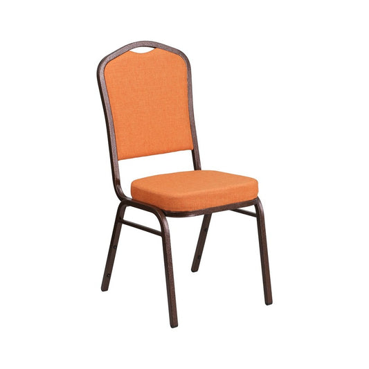 Crown Back Stacking Banquet Chair in Orange Fabric - Copper Vein Frame