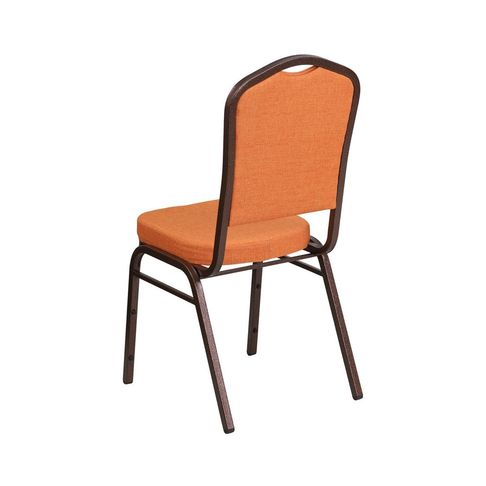 Crown Back Stacking Banquet Chair in Orange Fabric - Copper Vein Frame