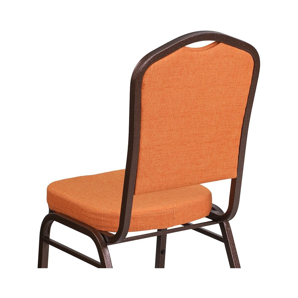 Crown Back Stacking Banquet Chair in Orange Fabric - Copper Vein Frame