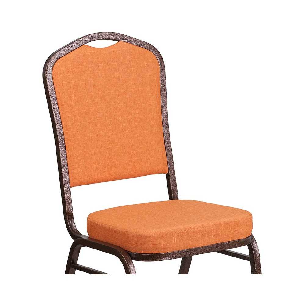 Crown Back Stacking Banquet Chair in Orange Fabric - Copper Vein Frame