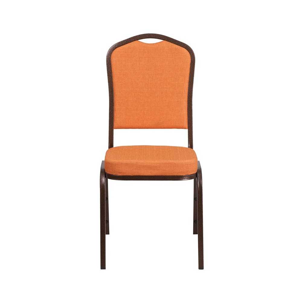 Crown Back Stacking Banquet Chair in Orange Fabric - Copper Vein Frame
