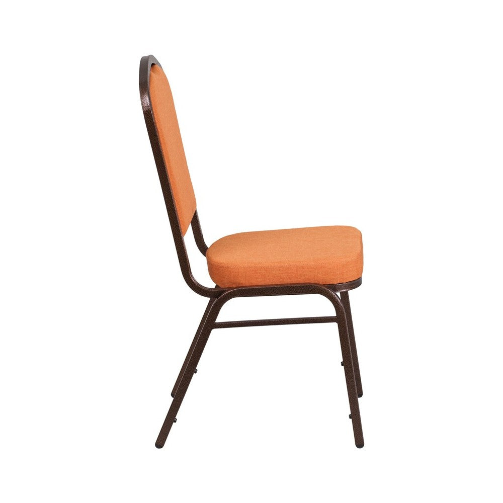 Crown Back Stacking Banquet Chair in Orange Fabric - Copper Vein Frame
