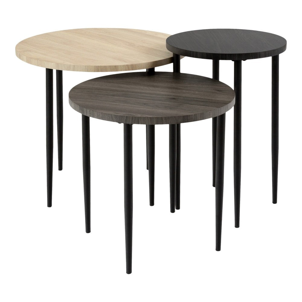 Darcy 3-Piece Round Nesting Coffee Table Set - Birch