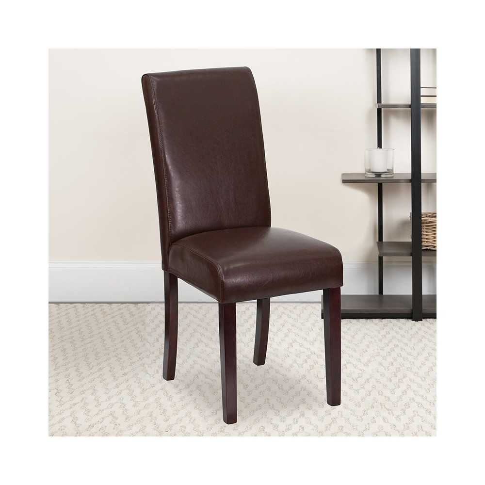 Dark Brown LeatherSoft Parsons Chair