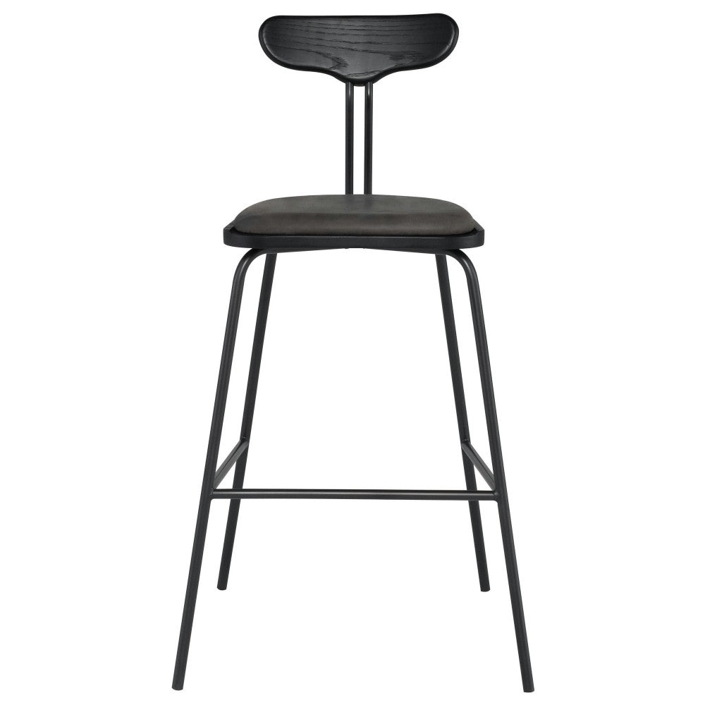 Dayton Storm Black Leather Bar Stool