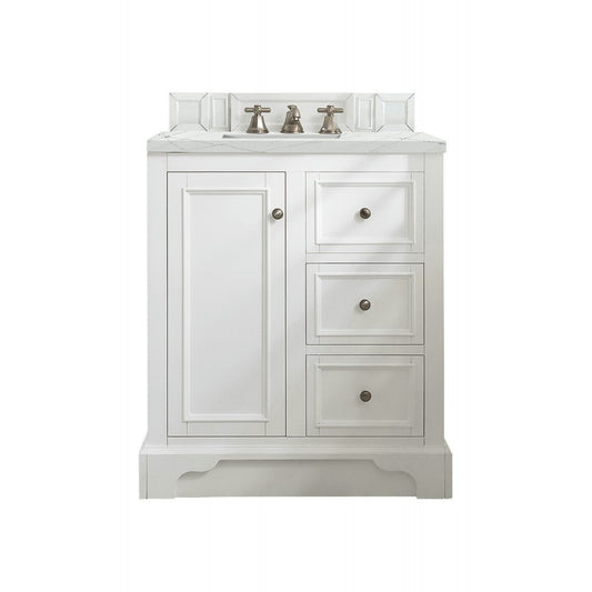 De Soto 30" Single Vanity, Bright White w/ 3 CM Ethereal Noctis Quartz Top