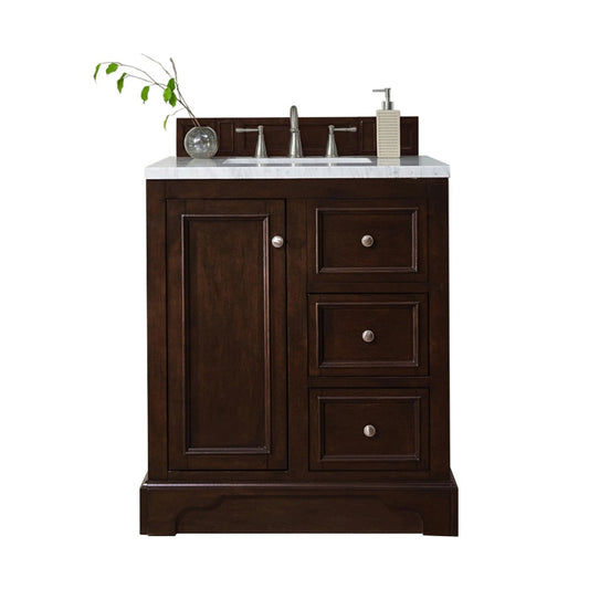 De Soto 30" Single Vanity Mahogany w/3 CM Arctic Fall Solid Surface Top