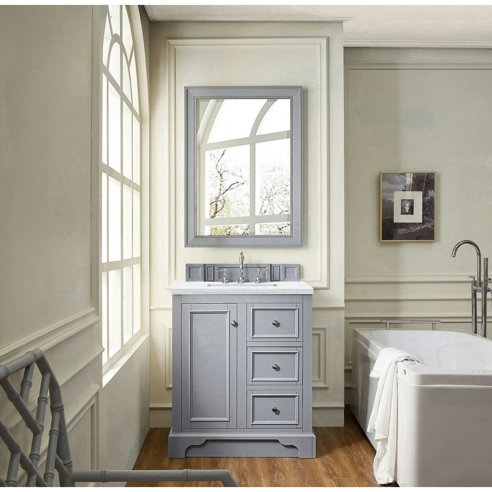 De Soto 30" Single Vanity, Silver Gray w/ 3 CM Arctic Fall Solid Surface Top