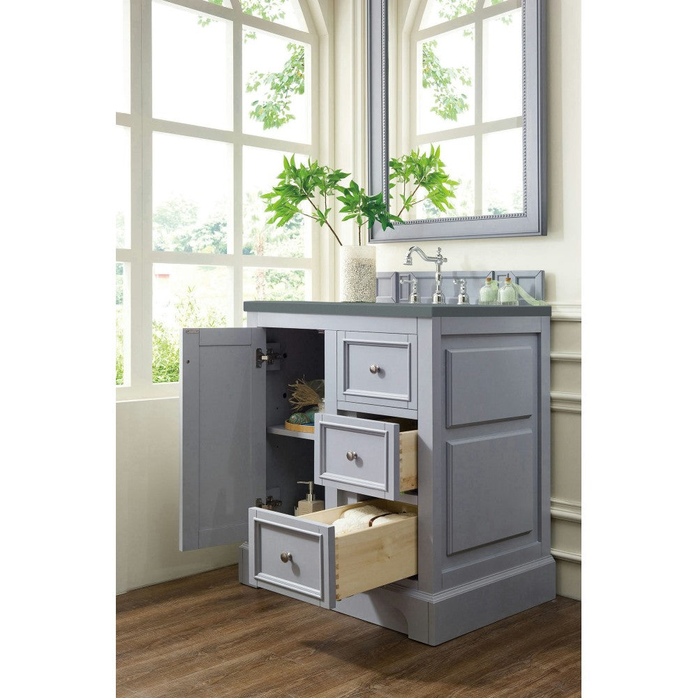 De Soto 30" Single Vanity, Silver Gray w/ 3 CM Cala Blue Quartz Top