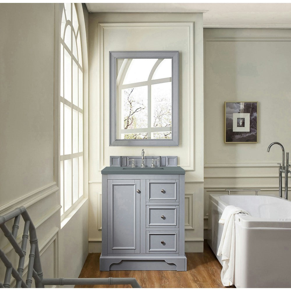 De Soto 30" Single Vanity, Silver Gray w/ 3 CM Cala Blue Quartz Top
