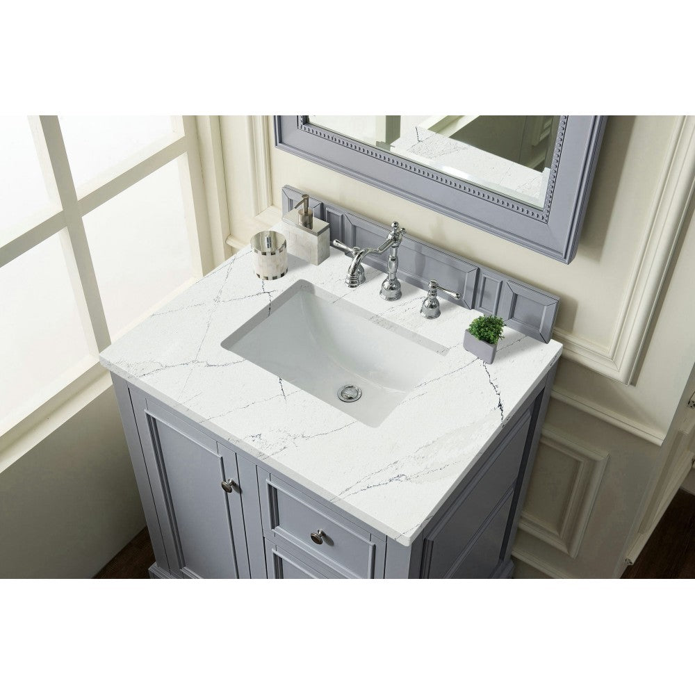 De Soto 30" Single Vanity, Silver Gray w/ 3 CM Ethereal Noctis Quartz Top