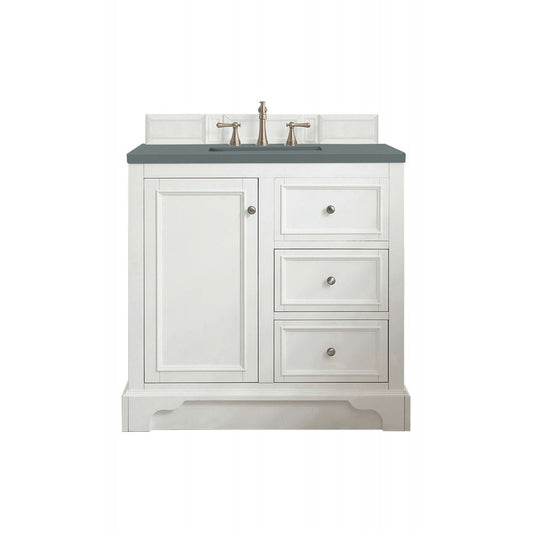 De Soto 36" Single Vanity, Bright White w/ 3 CM Cala Blue Quartz Top