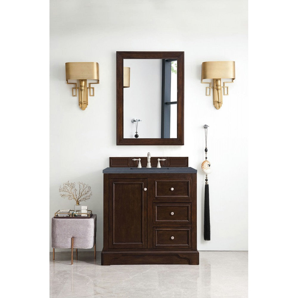 De Soto 36" Single Vanity Mahogany w/3 CM Charcoal Soapstone Quartz Top