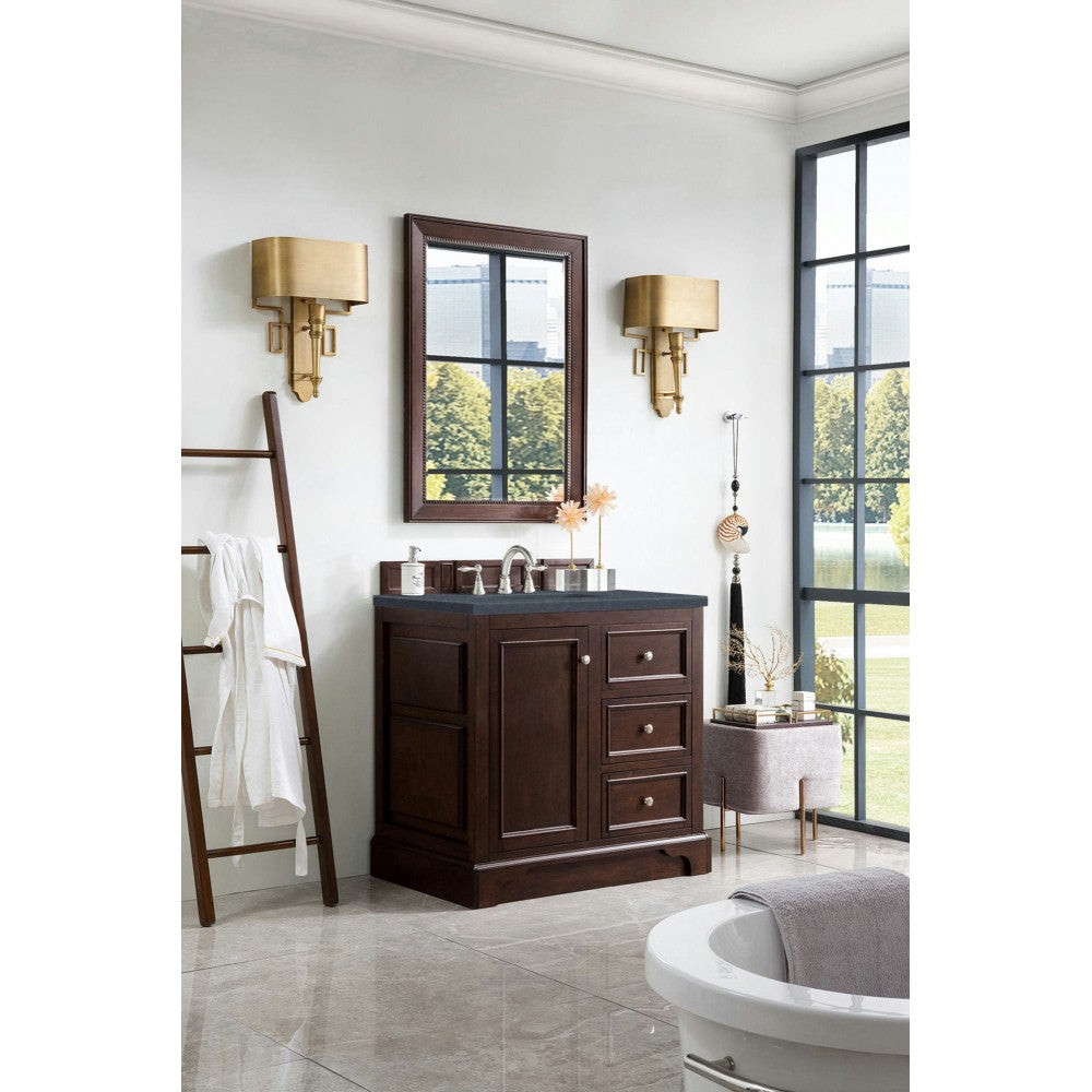 De Soto 36" Single Vanity Mahogany w/3 CM Charcoal Soapstone Quartz Top