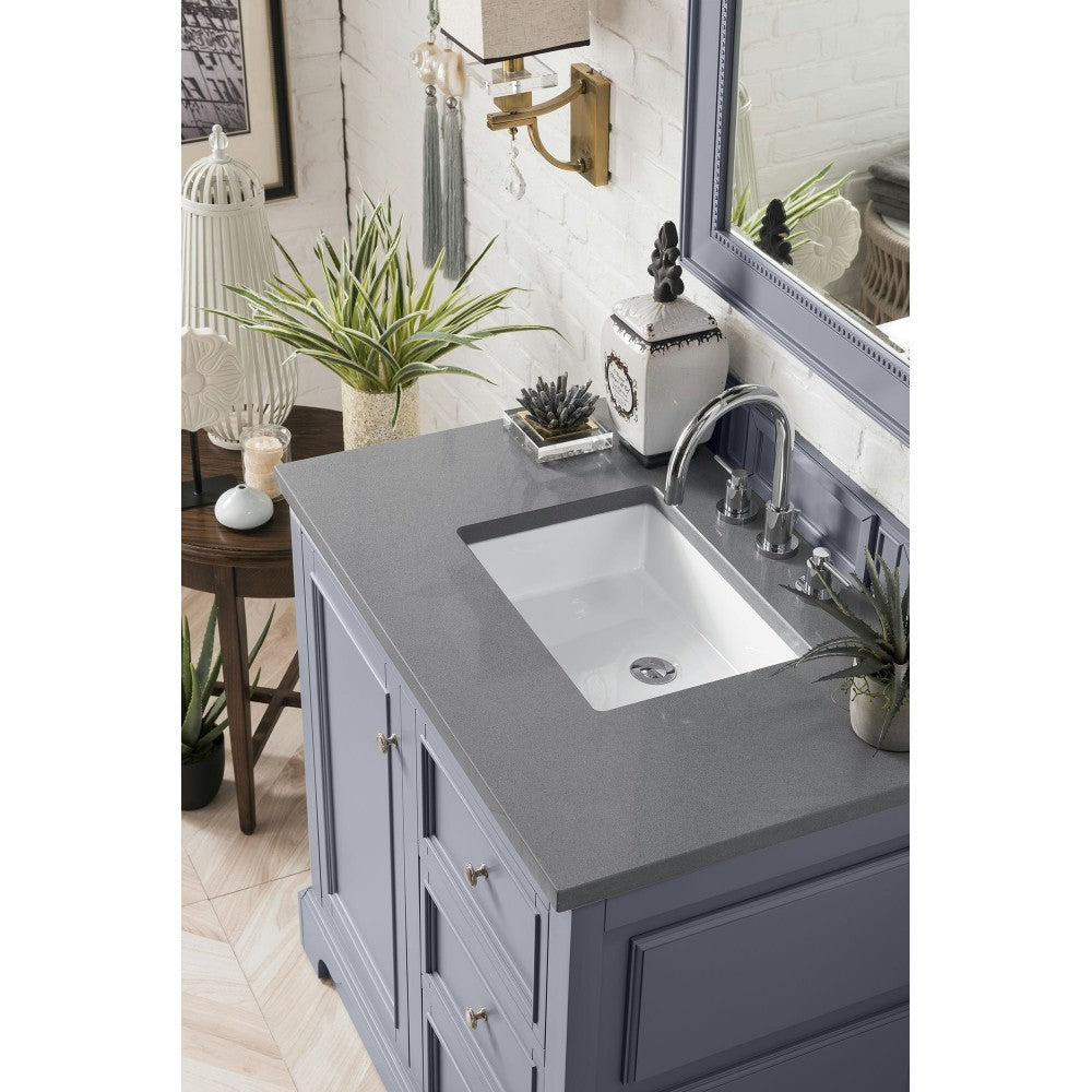 De Soto 36" Single Vanity, Silver Gray w/ 3 CM Gray Expo Quartz Top