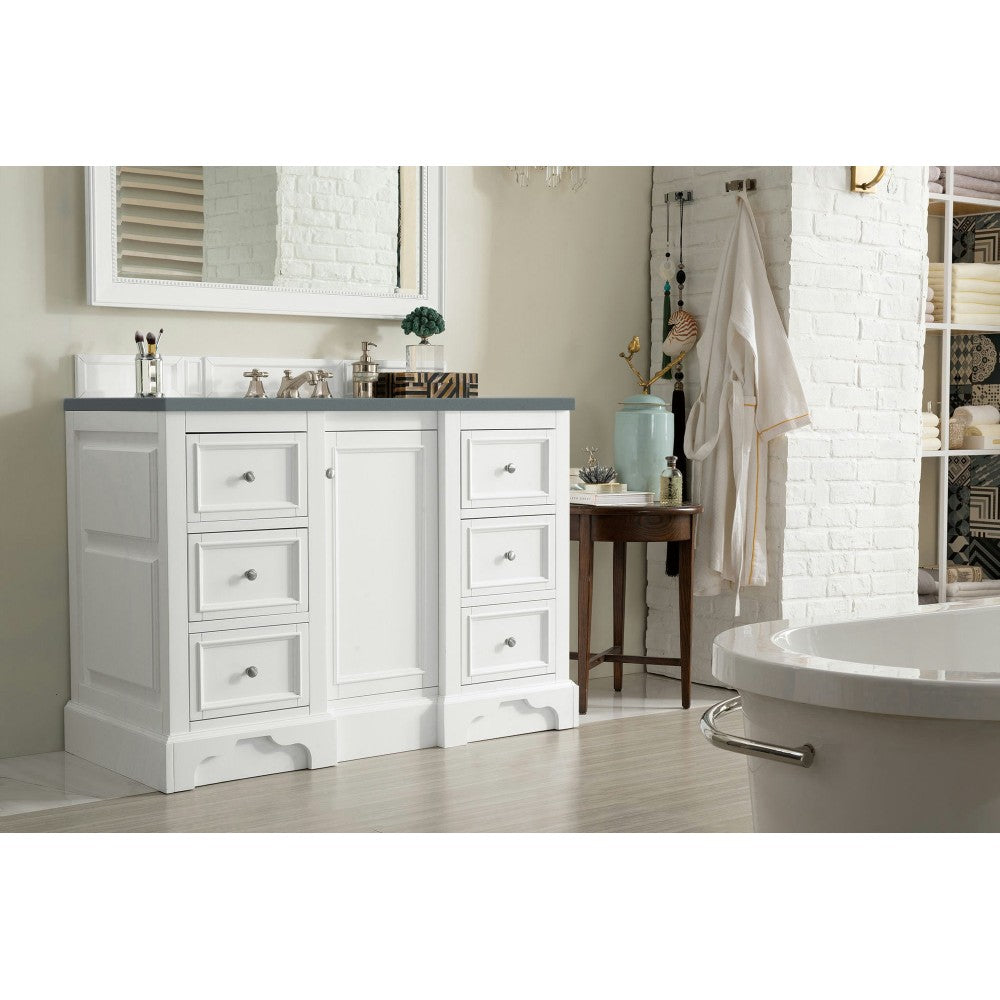 De Soto 48" Single Vanity, Bright White w/ 3 CM Cala Blue Quartz Top