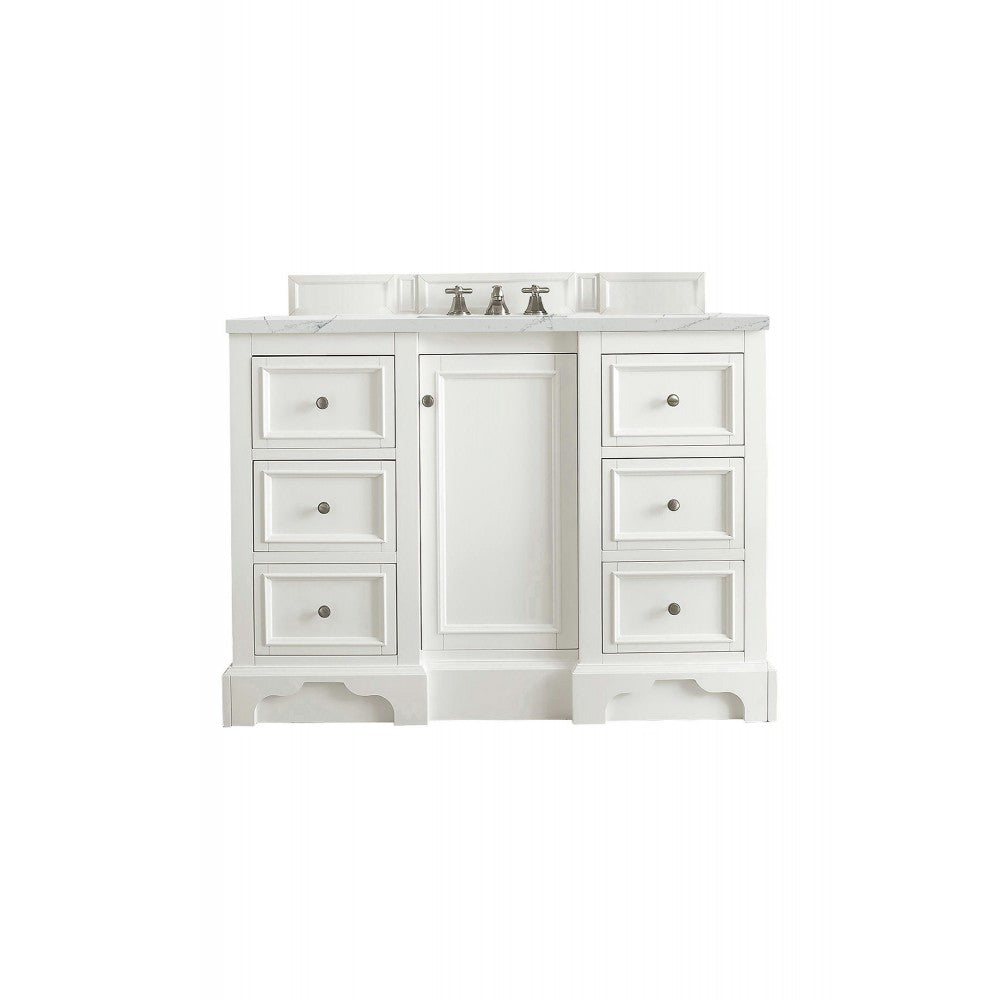 De Soto 48" Single Vanity, Bright White w/ 3 CM Ethereal Noctis Quartz Top