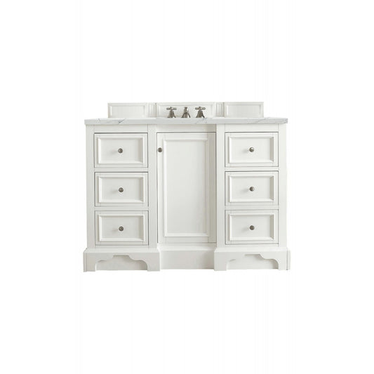 De Soto 48" Single Vanity, Bright White w/ 3 CM Ethereal Noctis Quartz Top