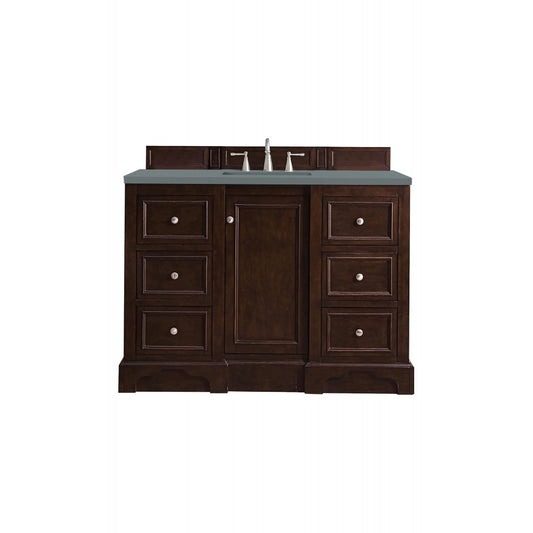 De Soto 48" Single Vanity, Burnished Mahogany w/ 3 CM Cala Blue Quartz Top
