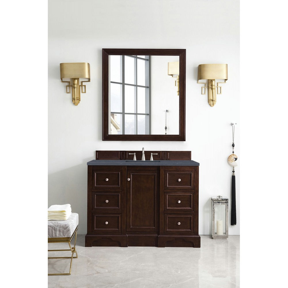 De Soto 48" Single Vanity Mahogany w/3 CM Charcoal Soapstone Quartz Top