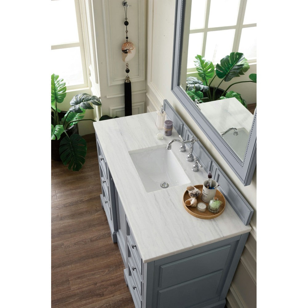 De Soto 48" Single Vanity, Silver Gray w/ 3 CM Arctic Fall Solid Surface Top