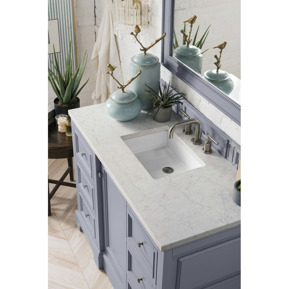 De Soto 48" Single Vanity, Silver Gray w/ 3 CM Eternal Jasmine Pearl Quartz Top