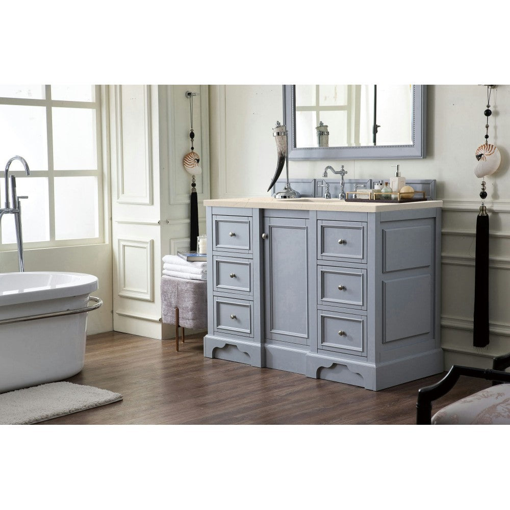 De Soto 48" Single Vanity, Silver Gray w/ 3 CM Eternal Marfil Quartz Top