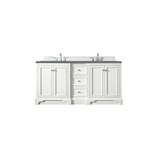 De Soto 72" Double Vanity, Bright White w/ 3 CM Cala Blue Quartz Top