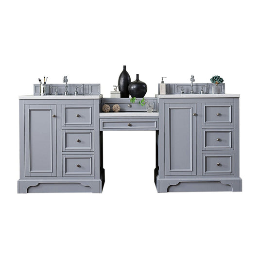 De Soto 82" Double Vanity Set Gray w/ 3 CM Arctic Fall Solid Surface Top
